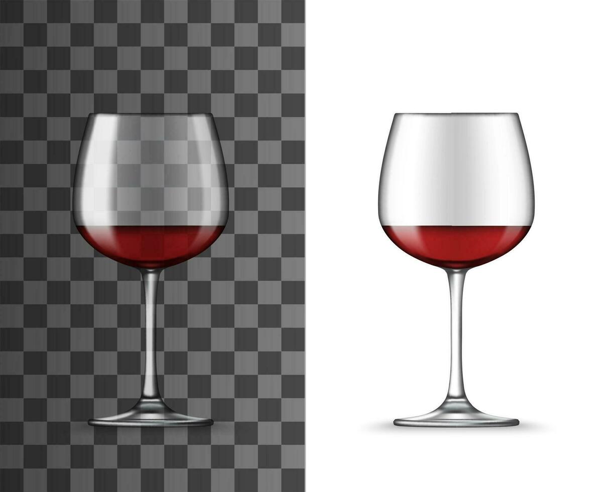 realistisch 3d rood wijn in glas beker, mockup vector