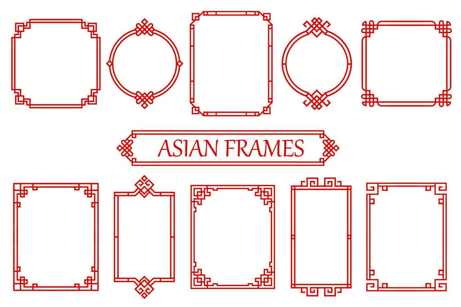 rood Aziatisch Chinese, Japans, Koreaans kaders borders vector