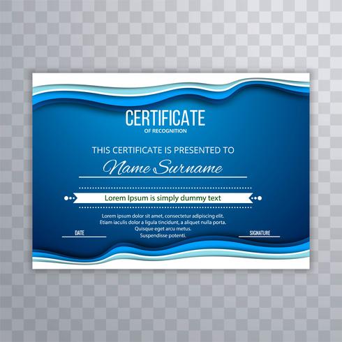 Abstracte blauwe certificaatsjabloon achtergrond vector