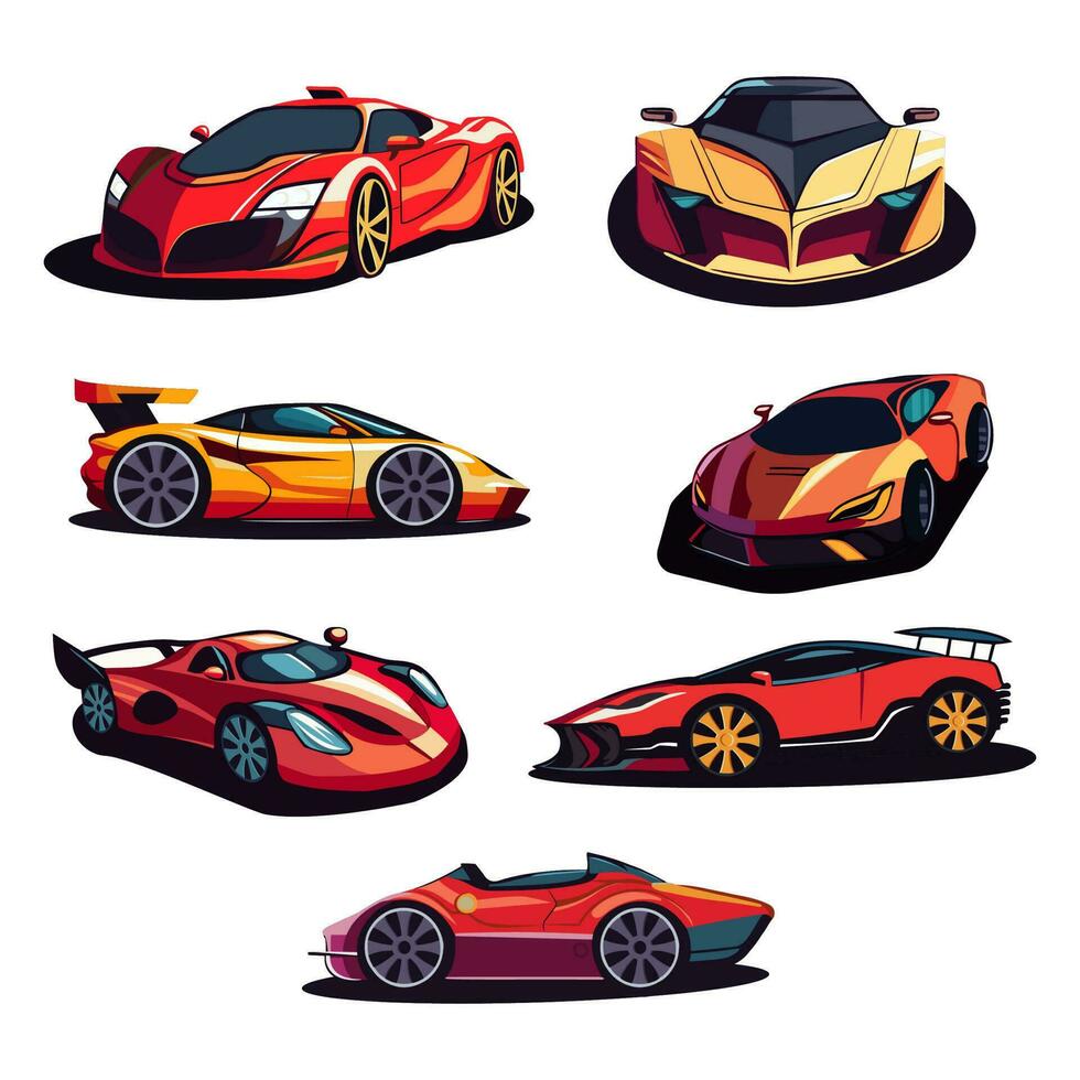 reeks van verschillend stijl supercars in sticker stijl. vector