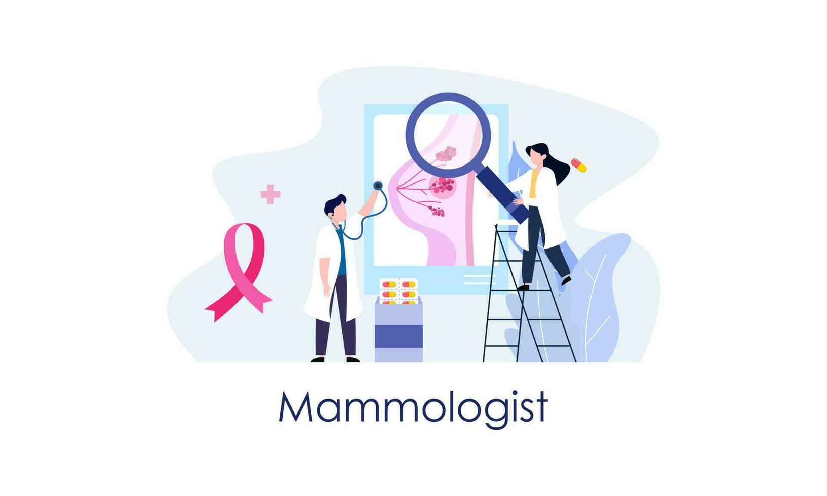 mammoloog concept overleg met dokter over borst ziekte idee van gezondheidszorg en medisch vector