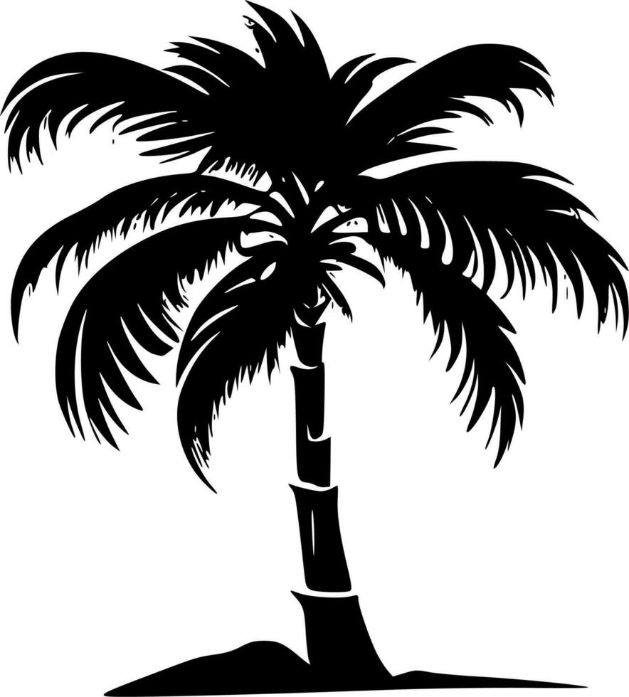 palm boom - zwart en wit geïsoleerd icoon - vector illustratie