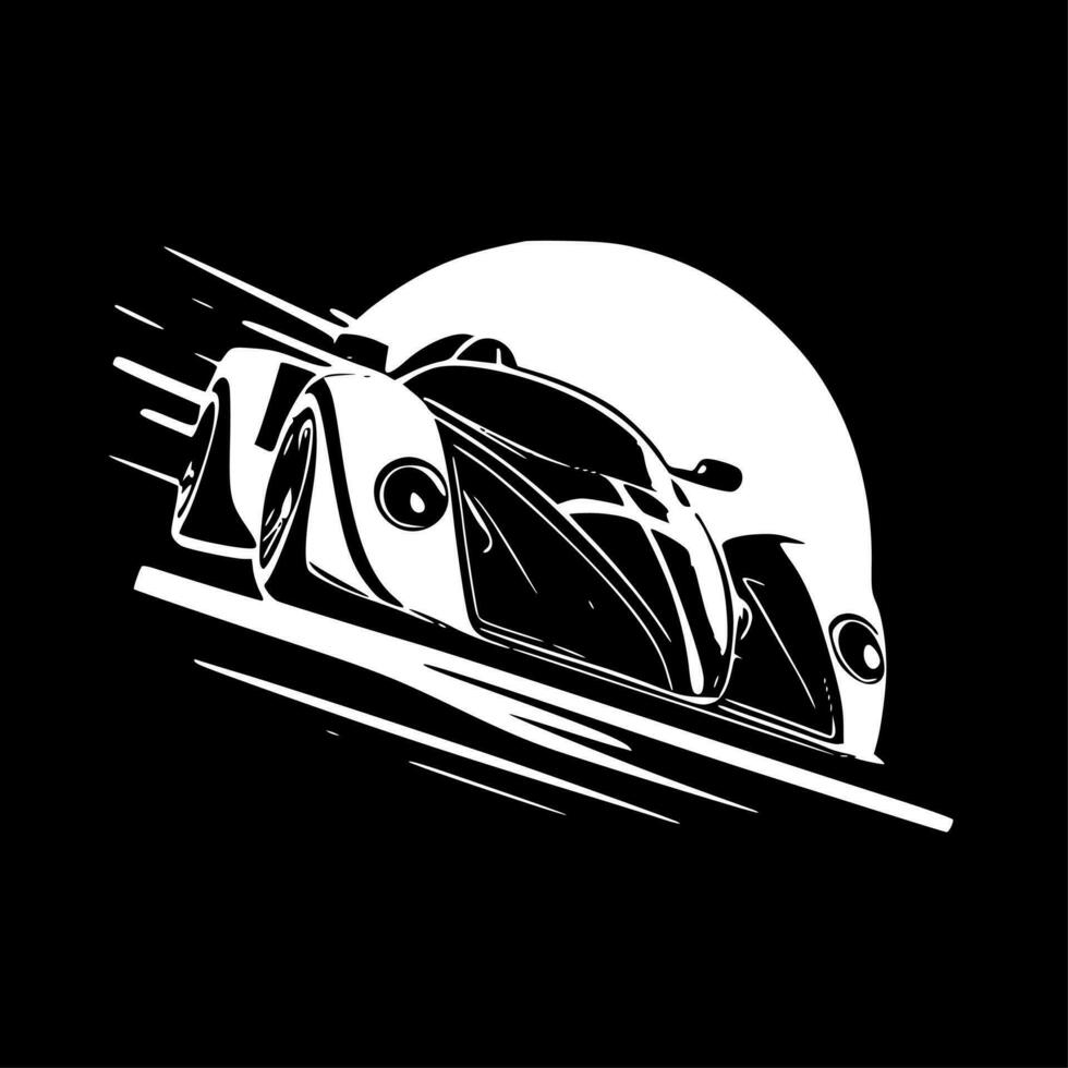 racing - zwart en wit geïsoleerd icoon - vector illustratie