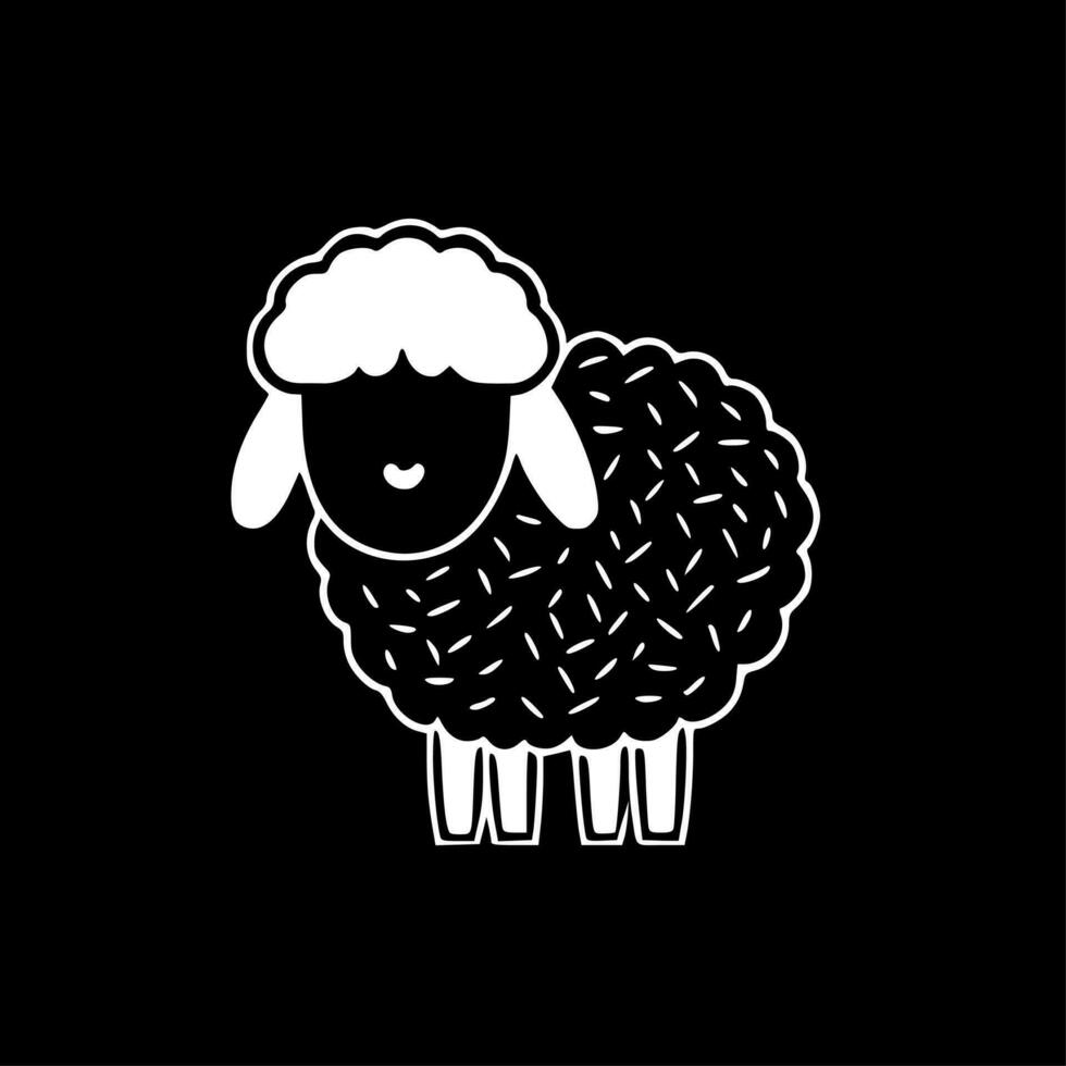 schapen - zwart en wit geïsoleerd icoon - vector illustratie