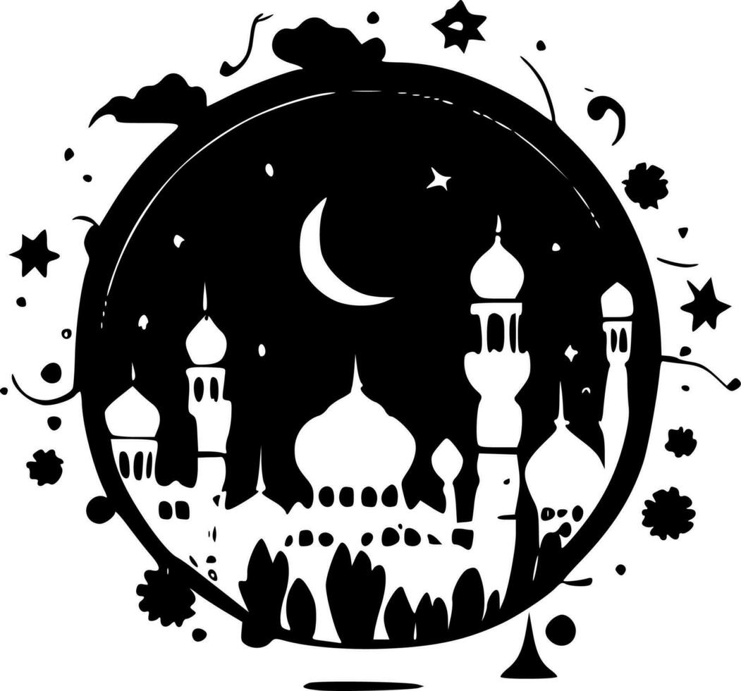 Ramadan, minimalistische en gemakkelijk silhouet - vector illustratie