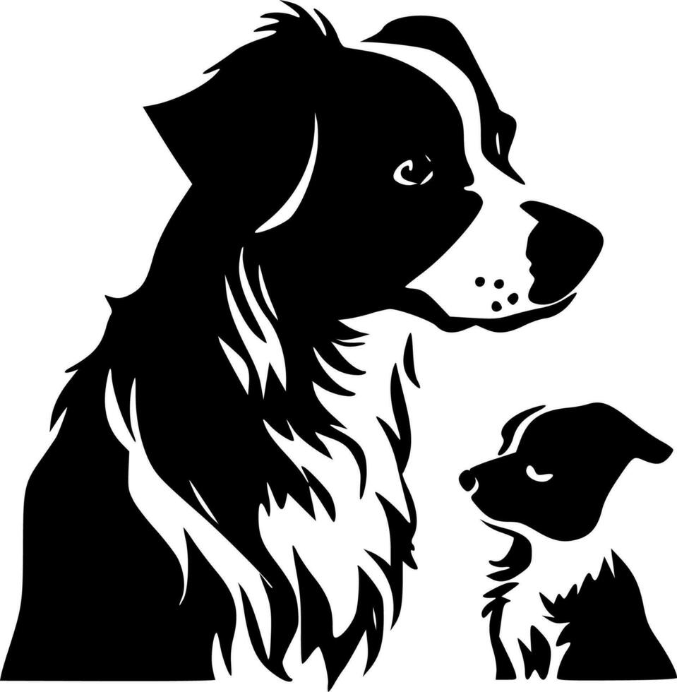 hond mama, zwart en wit vector illustratie