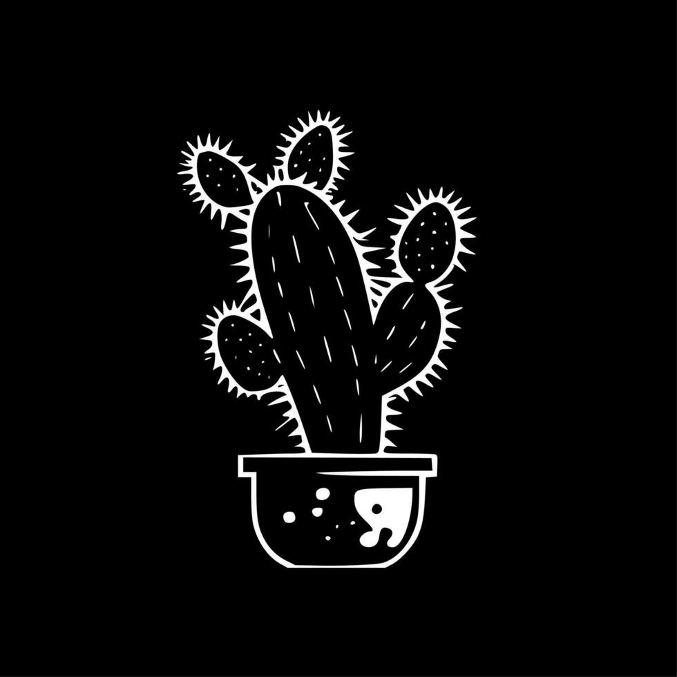 cactus - zwart en wit geïsoleerd icoon - vector illustratie