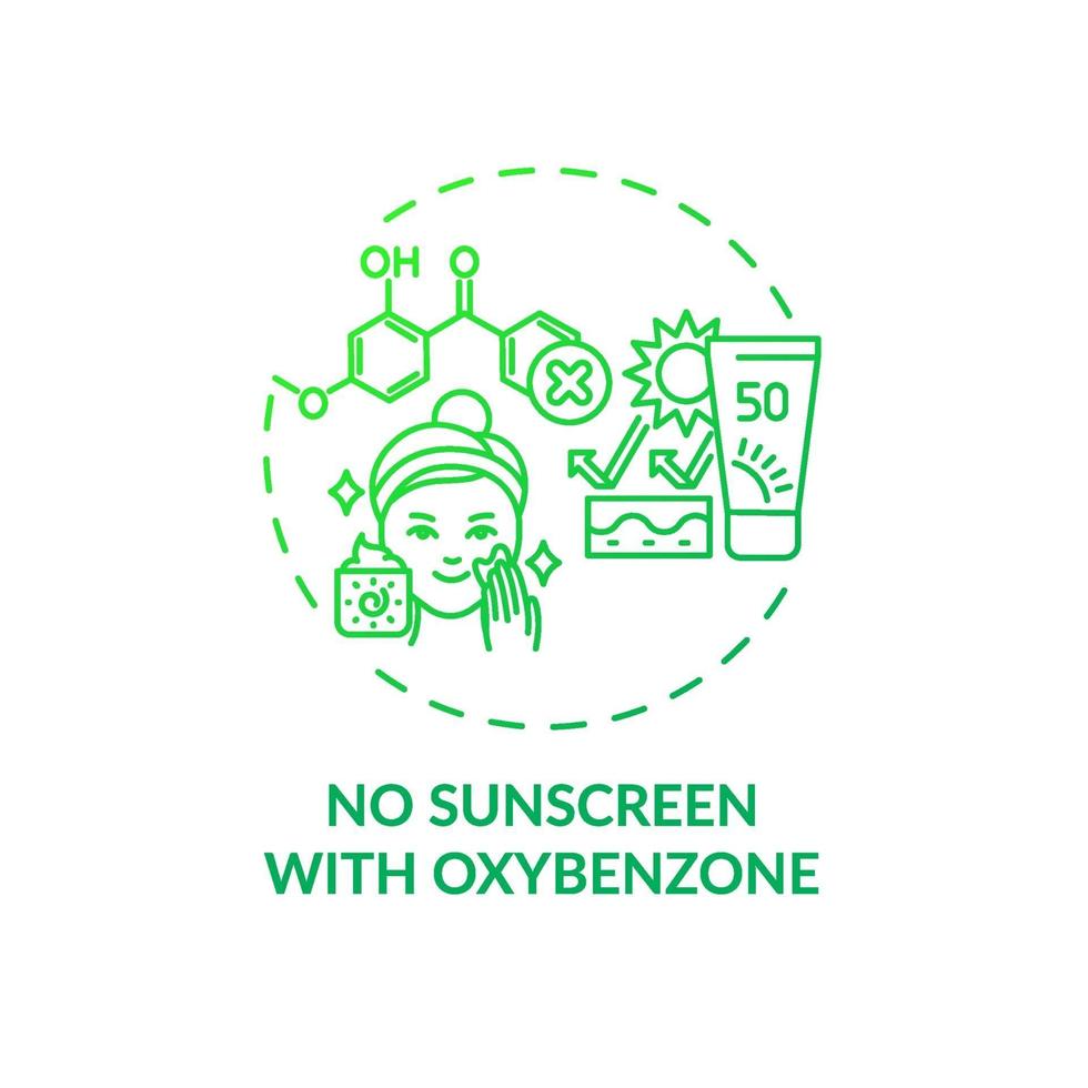 geen zonnebrandcrème met oxybenzone-conceptpictogram vector