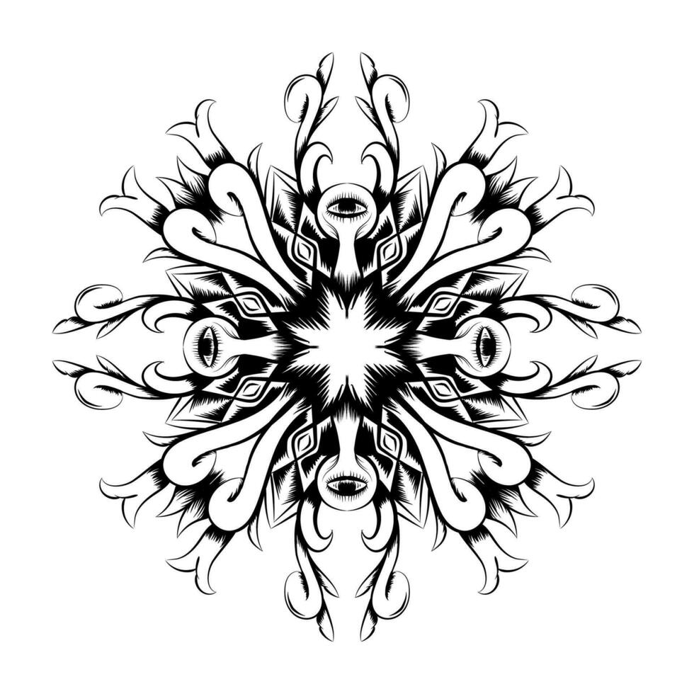 mandala zwart element decoratie patroon illustratie wijnoogst vector