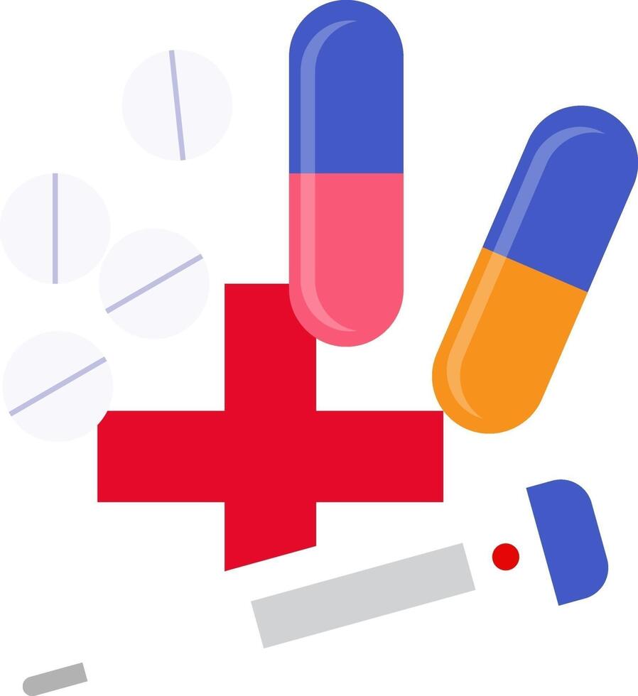 geneeskunde pillen, illustratie, vector Aan een wit achtergrond.