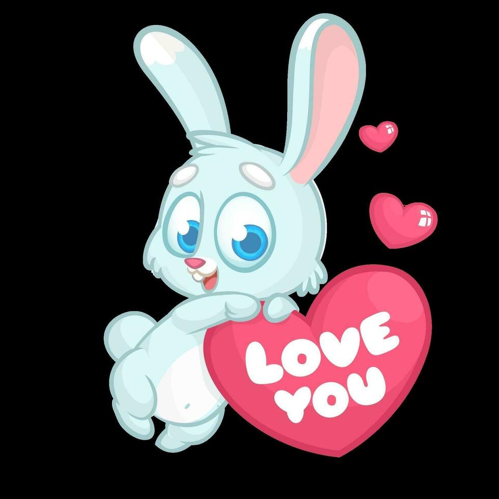 grappig tekenfilm konijn konijn met hart en tekst liefde jij. vector illustratie kan worden gebruikt net zo afdrukken of kaart voor st valentijnsdag dag