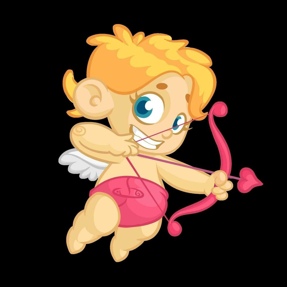 grappig Cupido met boog en pijl. illustratie van een Valentijnsdag dag. vector. geïsoleerd wit vector