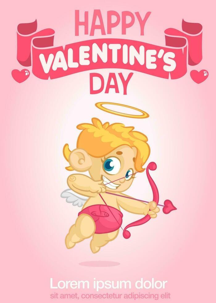 tekenfilm Cupido. st Valentijnsdag vector ansichtkaart of uitnodiging