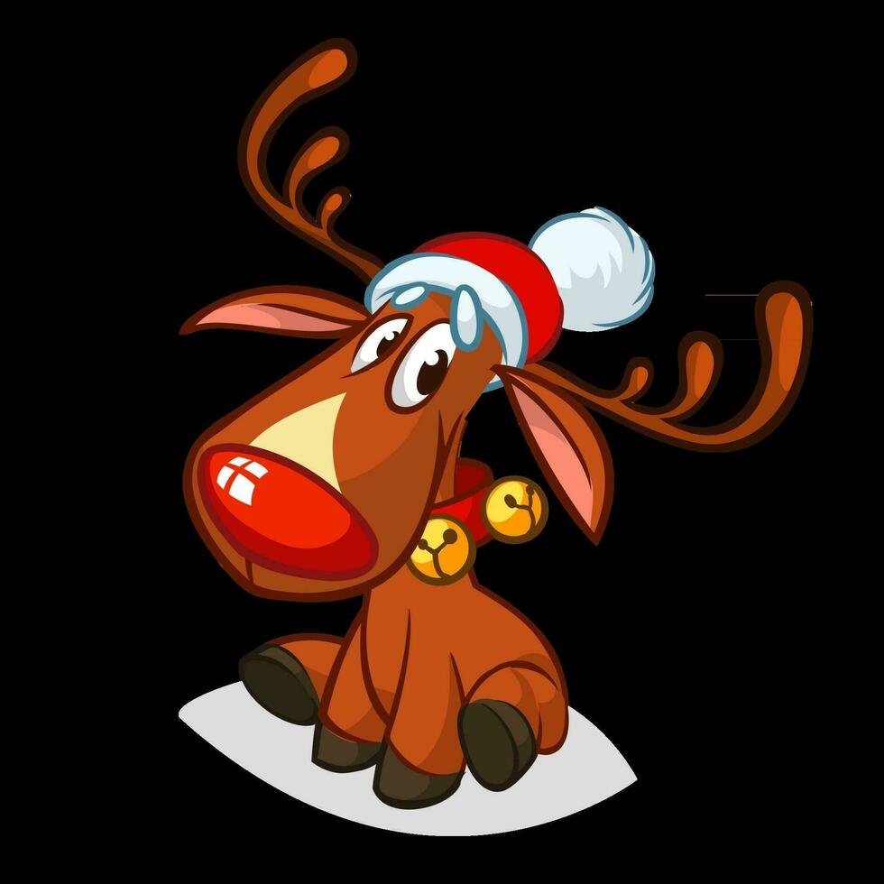 grappig tekenfilm rood neus- rendier. Kerstmis vector illustratie geïsoleerd