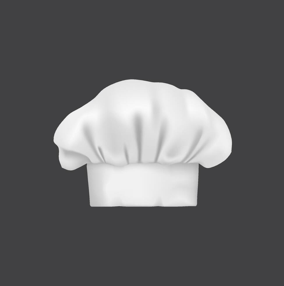 realistisch chef hoed, koken pet en bakker 3d toque vector