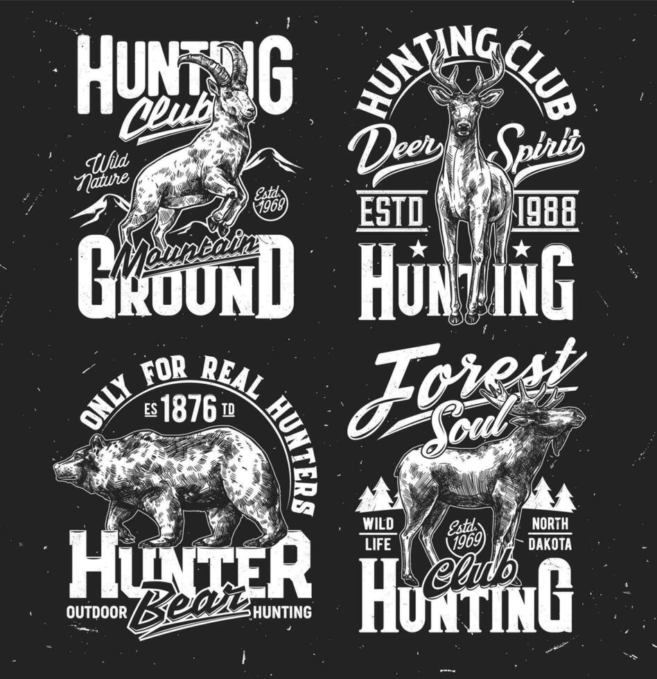 t-shirt prints met wild dieren vector mascottes