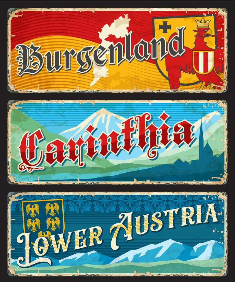 burgenland, Karinthië, lager Oostenrijk regio borden vector