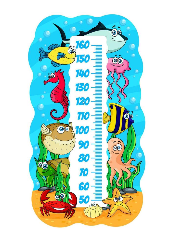 kinderen hoogte grafiek, onderwater- zee dieren, vissen vector