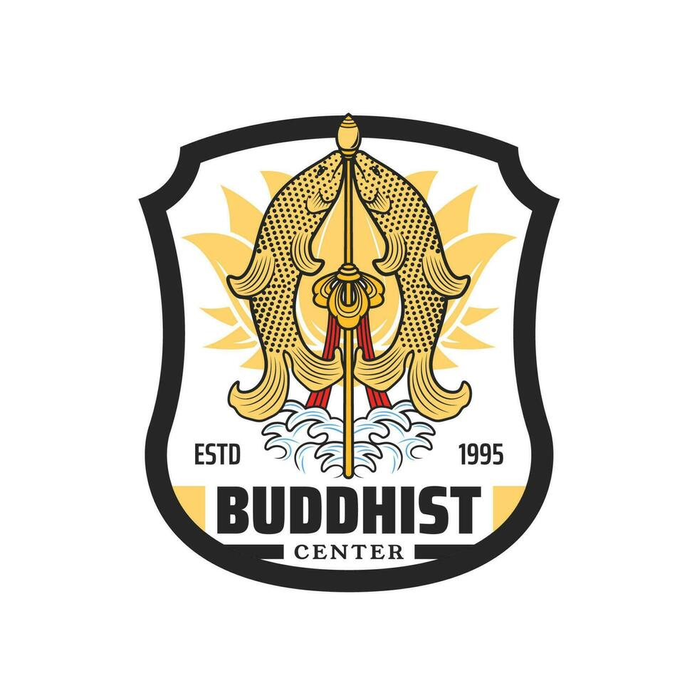 boeddhistisch centrum icoon met vis, Boeddhisme religie vector