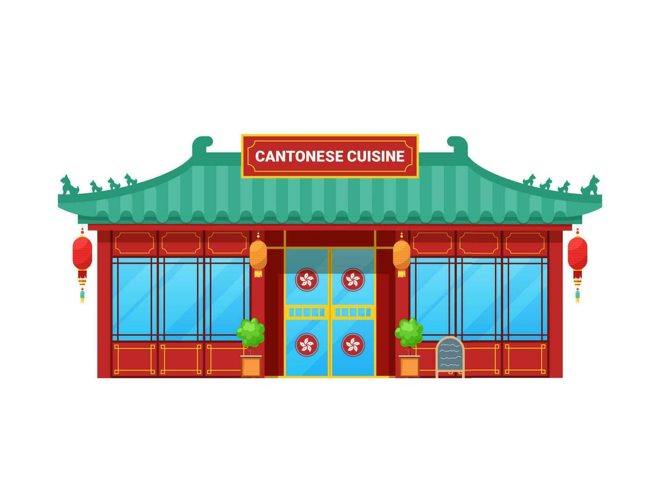 kantonees keuken restaurant gebouw, Aziatisch bar vector