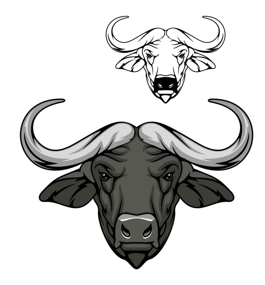 buffel stier hoofd icoon, wild dier mascotte vector