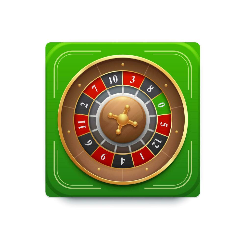 casino roulette spel wiel 3d vector icoon, spinnen