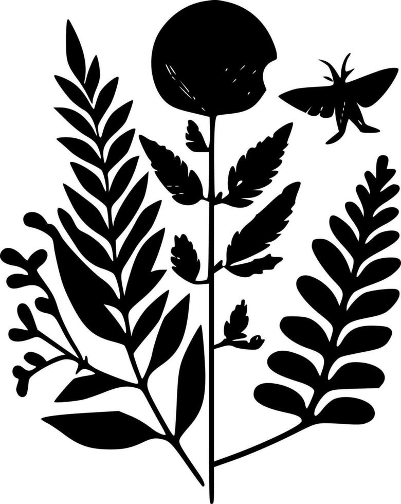 botanisch - zwart en wit geïsoleerd icoon - vector illustratie