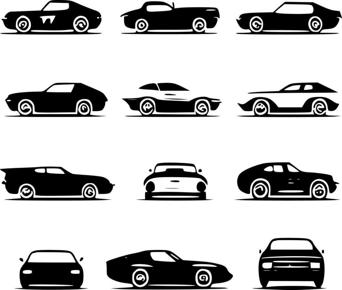 auto's, minimalistische en gemakkelijk silhouet - vector illustratie