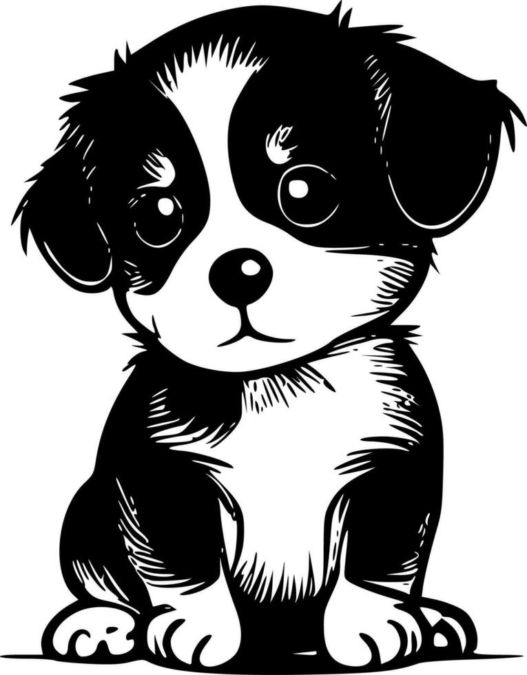 pup, zwart en wit vector illustratie