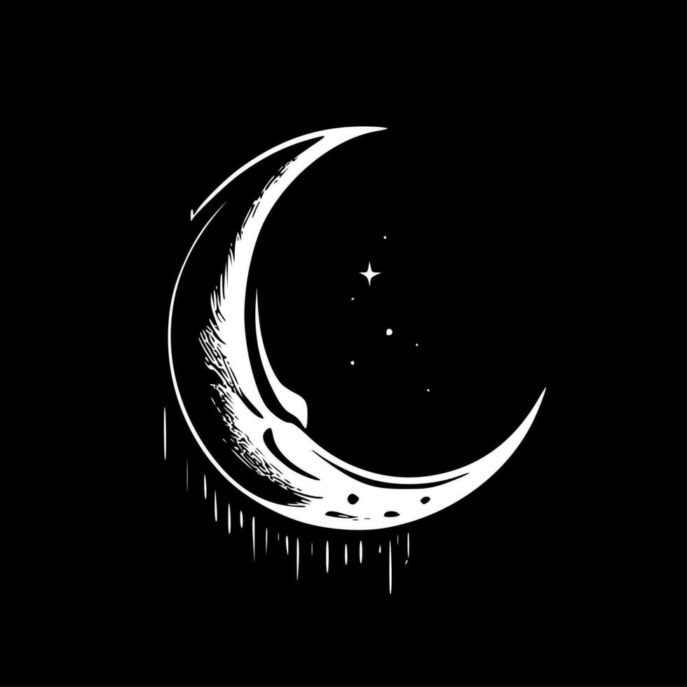 maan - zwart en wit geïsoleerd icoon - vector illustratie