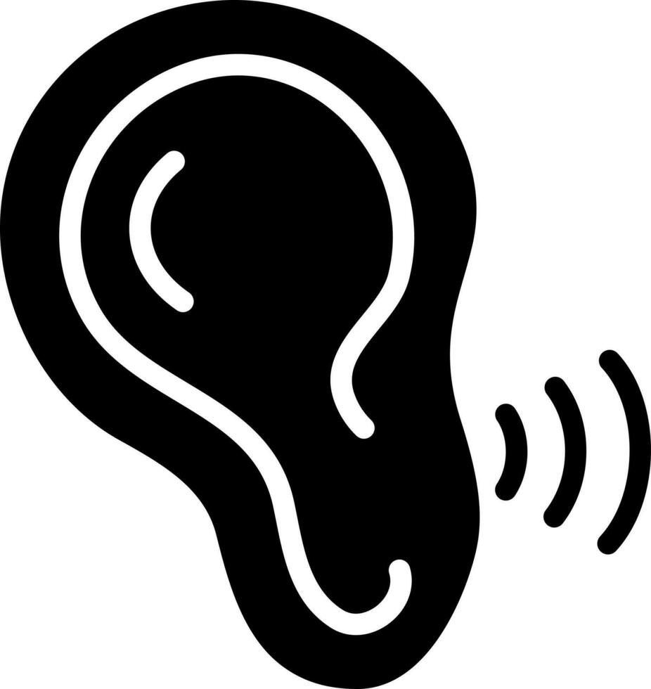 solide icoon voor oor herkenning vector