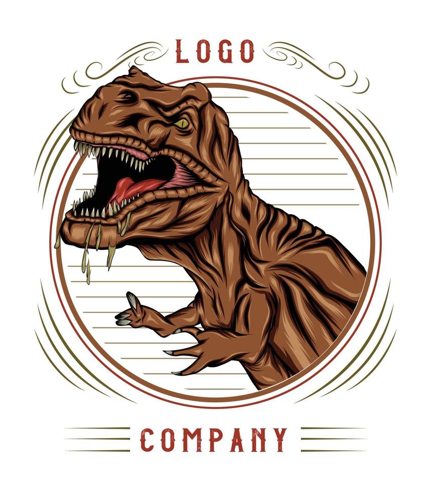 dinosaurus sport mascotte logo ontwerp illustratie. t-rex hoofd mascotte sportlogo met vintage stijl vector