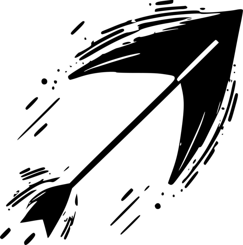 pijl - zwart en wit geïsoleerd icoon - vector illustratie