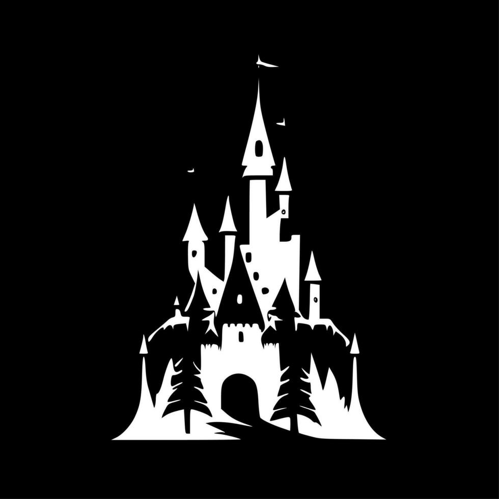 kasteel, zwart en wit vector illustratie
