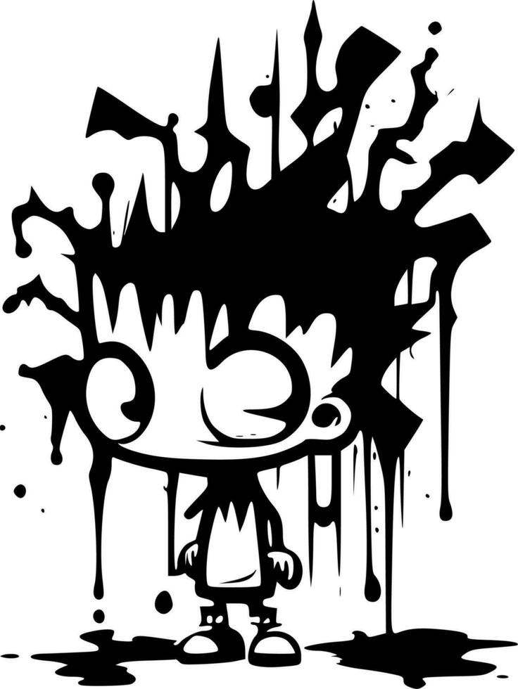 graffiti - zwart en wit geïsoleerd icoon - vector illustratie