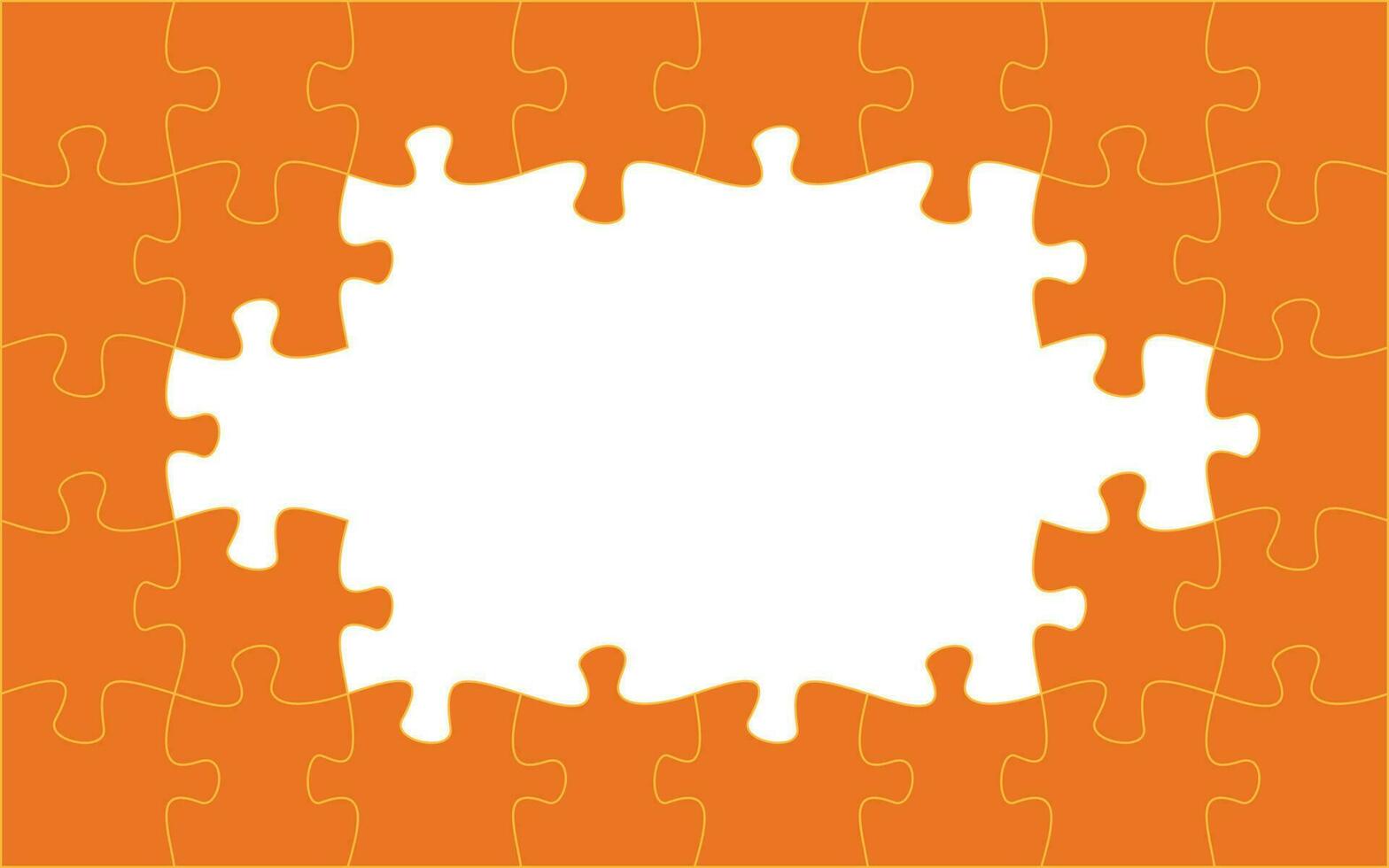 oranje puzzel stukken. decoupeerzaag kader. vector illustratie