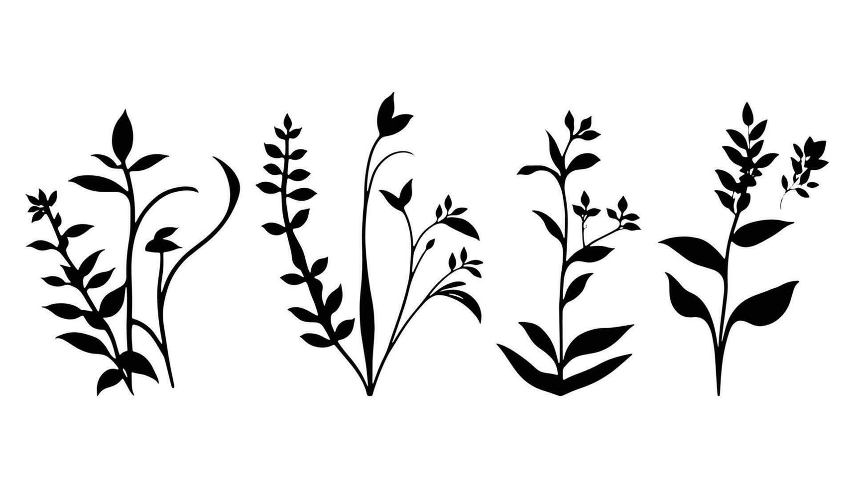 mooi klein planten silhouet vector, planten vector, fabriek silhouet reeks vector