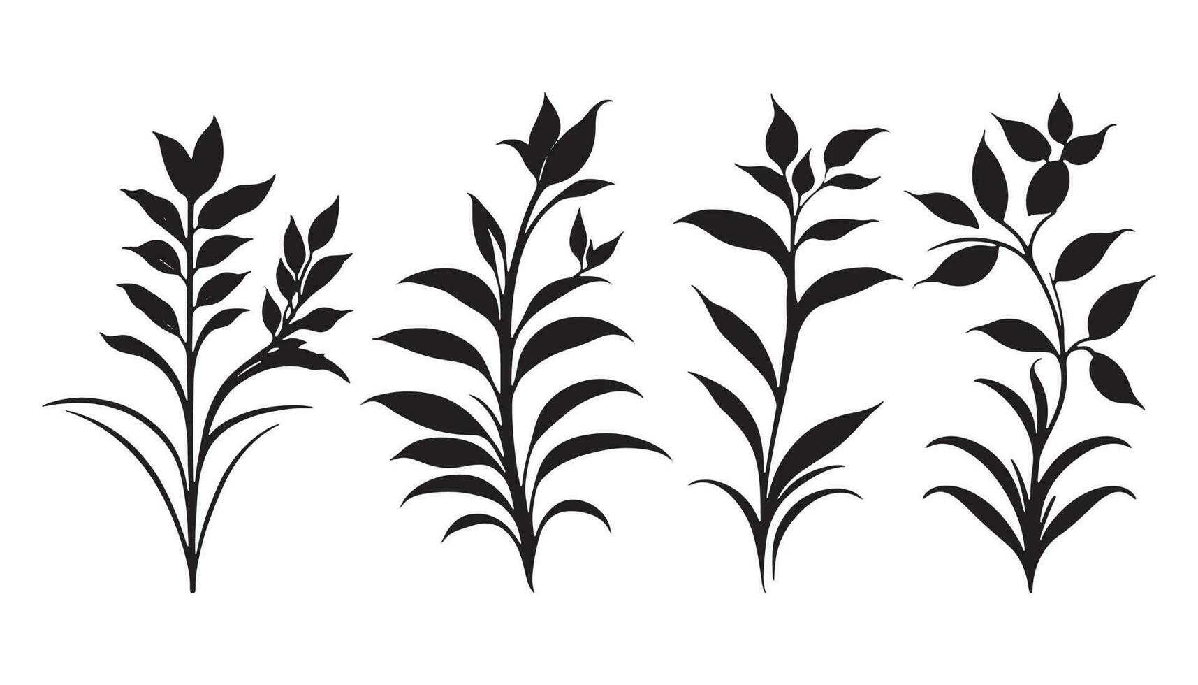 mooi klein planten silhouet vector, planten vector, fabriek silhouet reeks vector