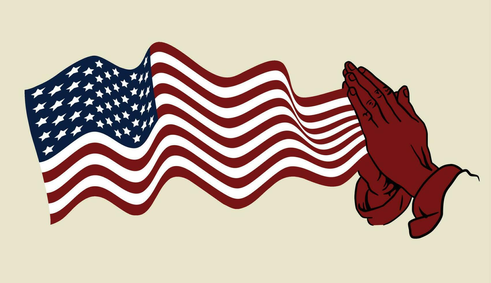 Amerikaans vlag met hand- illustratie vector