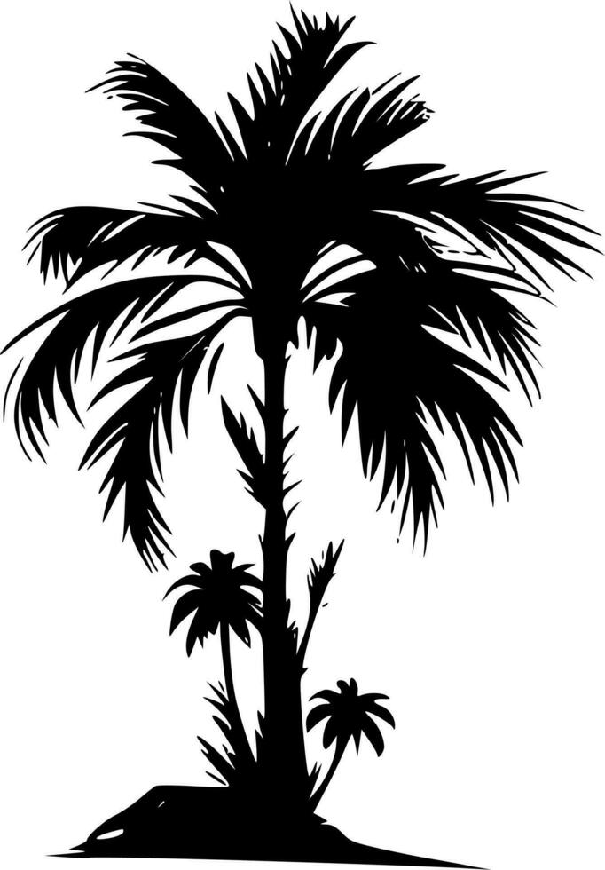 palm boom, zwart en wit vector illustratie