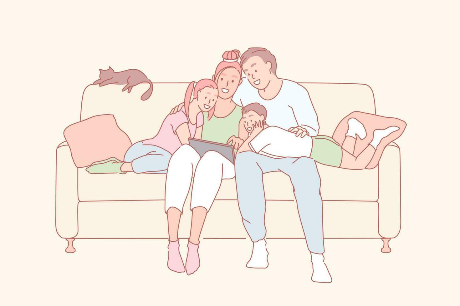 modern vrije tijd, familie relatie, familieleden bonding concept vector