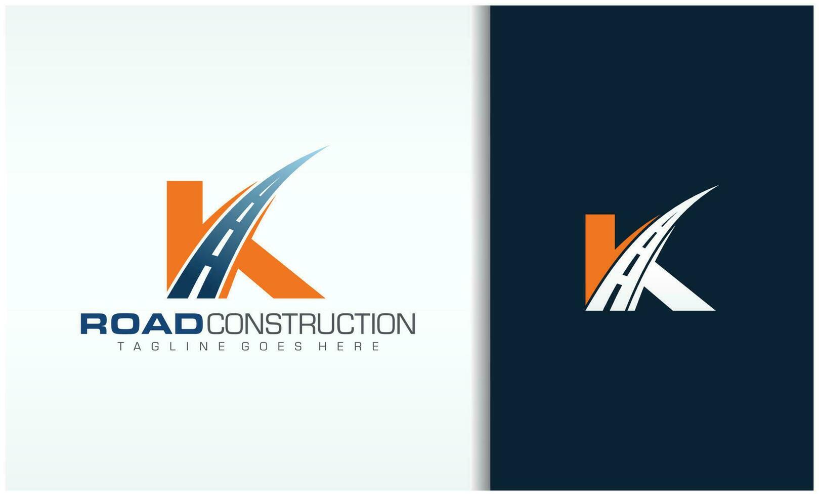brief k met weg logo zingen de creatief ontwerp concept voor snelweg onderhoud en bouw vector