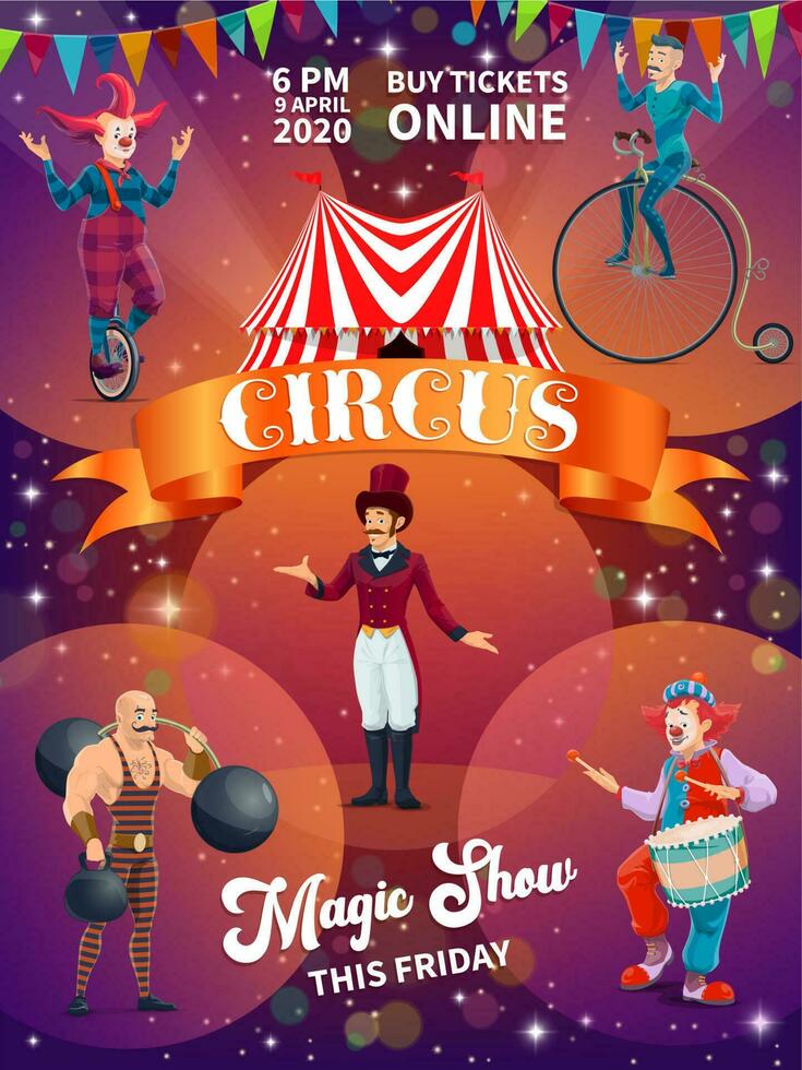 chapiteau circus tonen tekenfilm vector poster