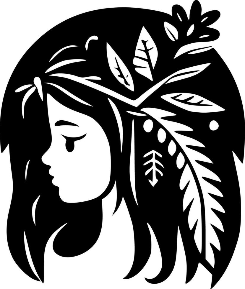 boho - zwart en wit geïsoleerd icoon - vector illustratie