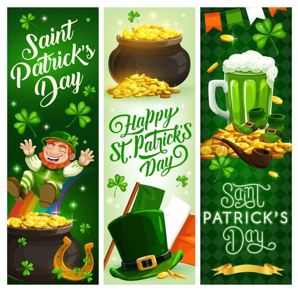 st patricks dag vakantie tekenfilm vector banners