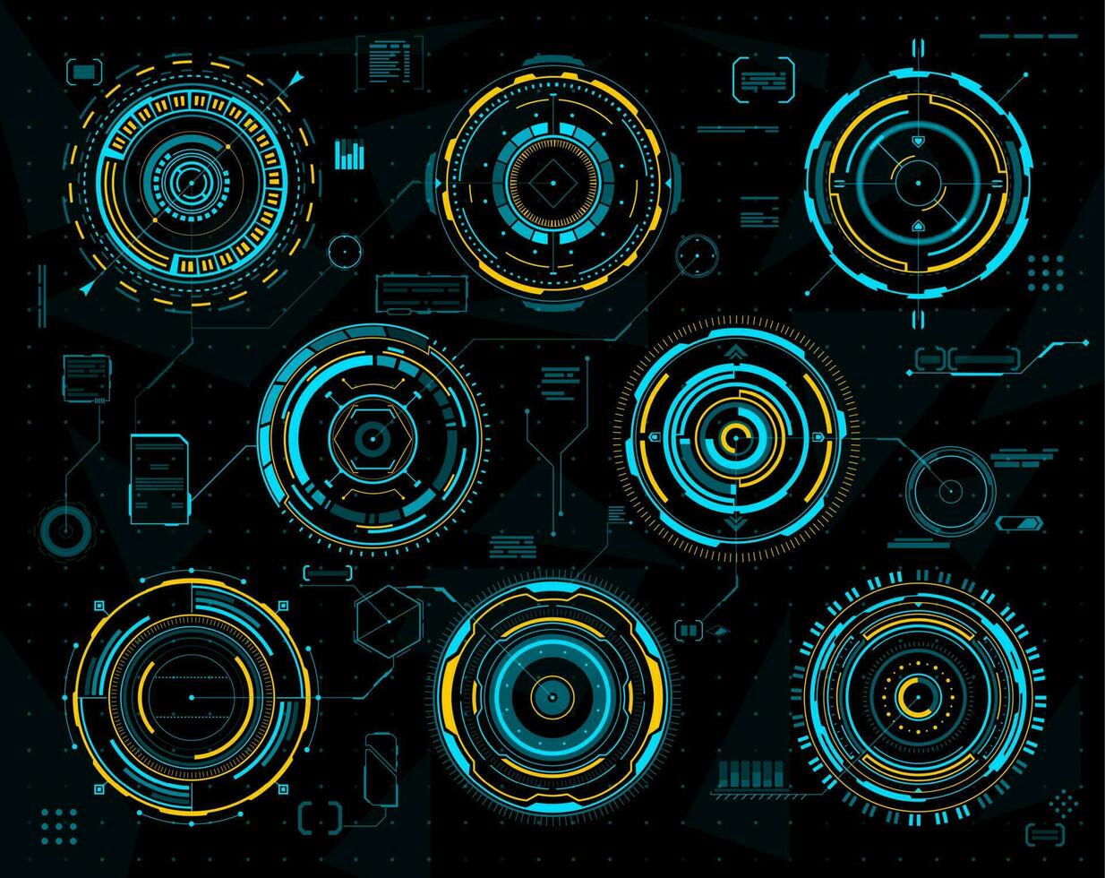 hud futuristische grafiek, circulaire koppel panelen vector