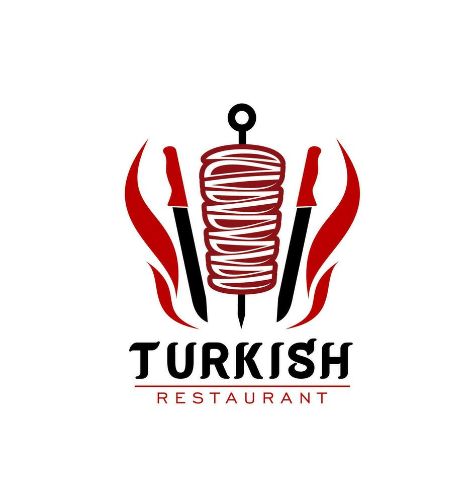 Turks keuken restaurant icoon met doner kebab vector