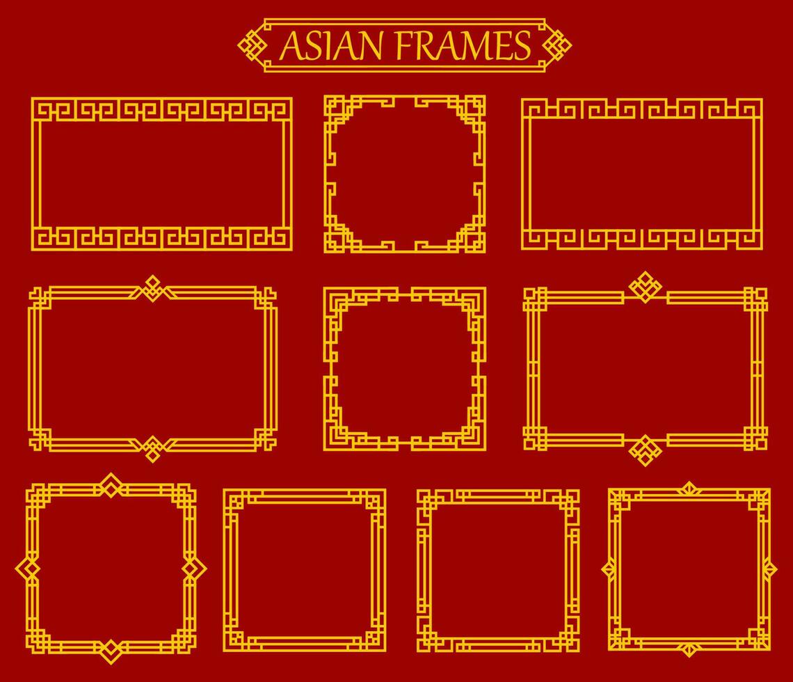 Aziatisch plein en rechthoekig kaders en borders vector