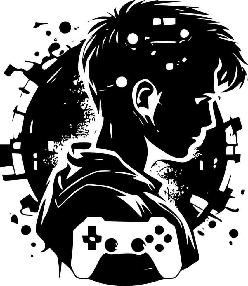 gamer, minimalistische en gemakkelijk silhouet - vector illustratie