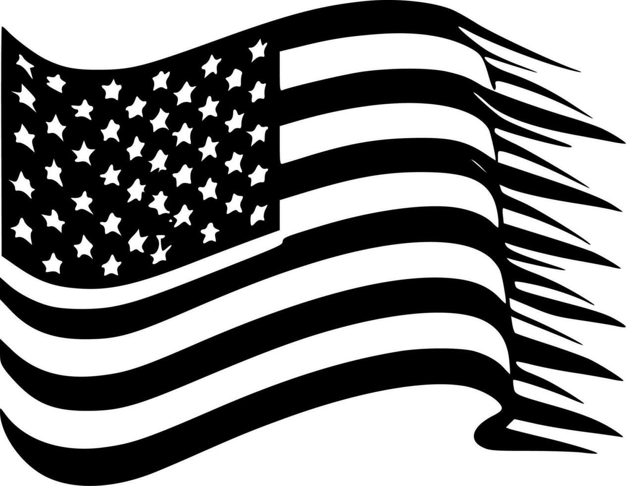 Amerikaans vlag - zwart en wit geïsoleerd icoon - vector illustratie